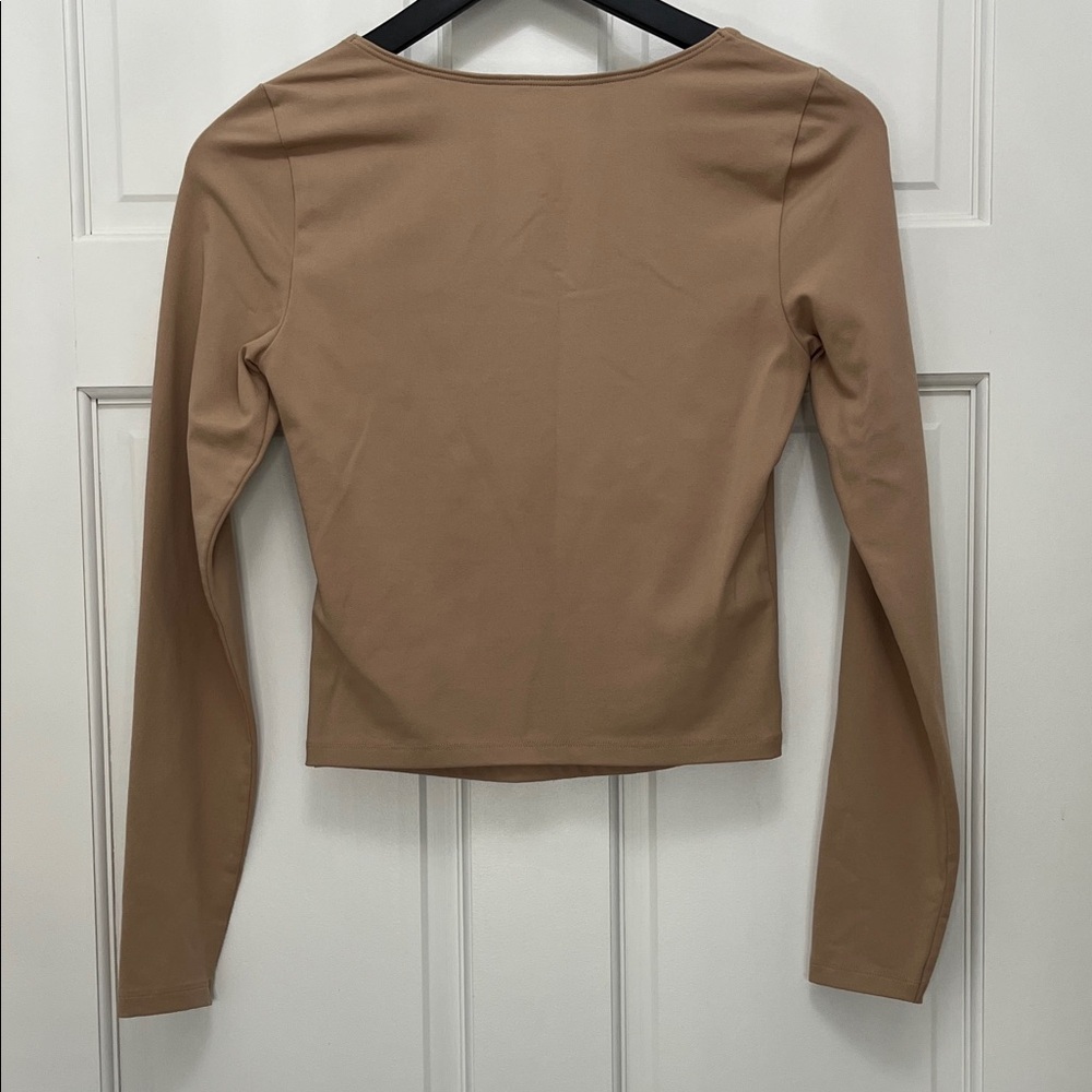 Abercrombie & Fitch Soft A&F Collection Brown Cropped Long Sleeve Top - Size S - Picture 10 of 13
